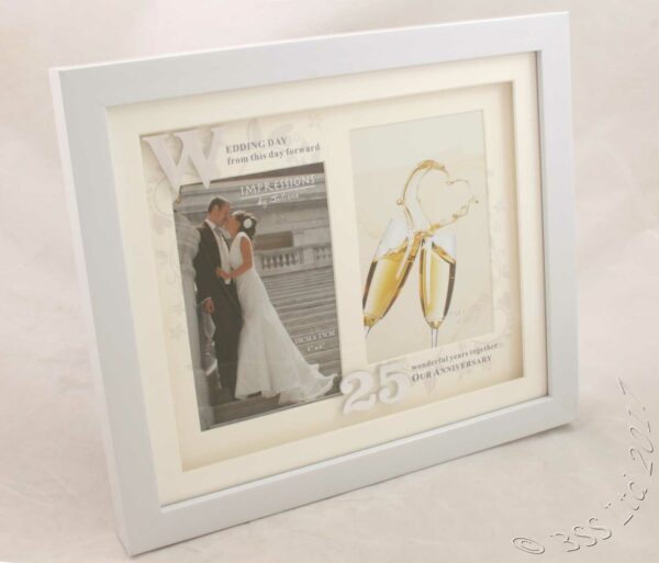 25th Wedding Anniversary White Photo Frame Then & Now wg61225