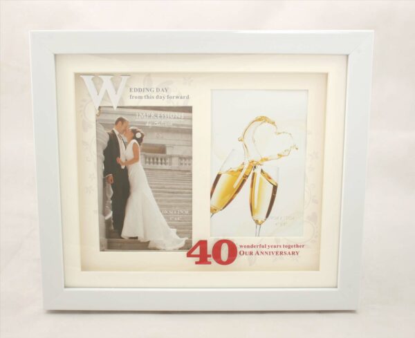 40th Anniversary White Photo Frame