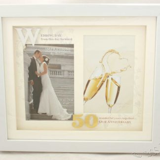 50th Wedding Anniversary White Photo Frame Then & Now wg61250