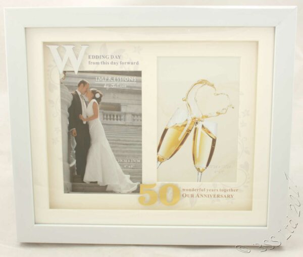 50th Wedding Anniversary White Photo Frame Then & Now wg61250