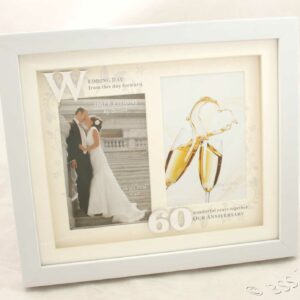 60th Wedding Anniversary White Photo Frame Then & Now wg61260