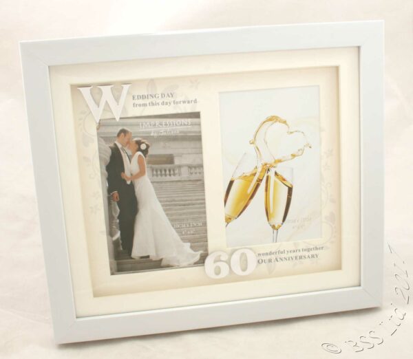 60th Wedding Anniversary White Photo Frame Then & Now wg61260