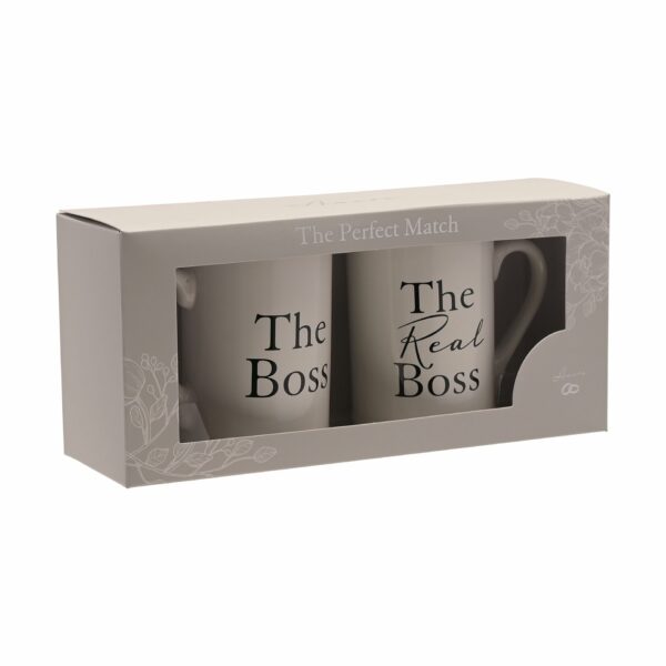 Tea Time Power Couple: China Mug set - The Boss and The Real Boss - boxed