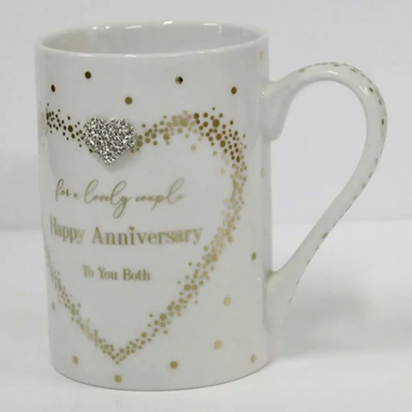 Hearts Designs Mad Dots Gift Set of Two Mugs for a lovely couple Happy Anniversary