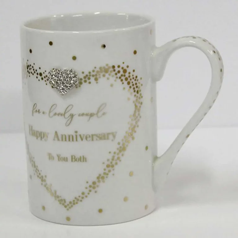 Hearts Designs Mad Dots Gift Set of Two Mugs for a lovely couple Happy Anniversary