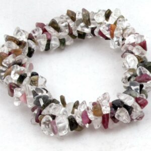 Multi-Coloured Tourmaline and Quartz chip triple band bracelet