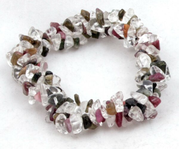 Multi-Coloured Tourmaline and Quartz chip triple band bracelet