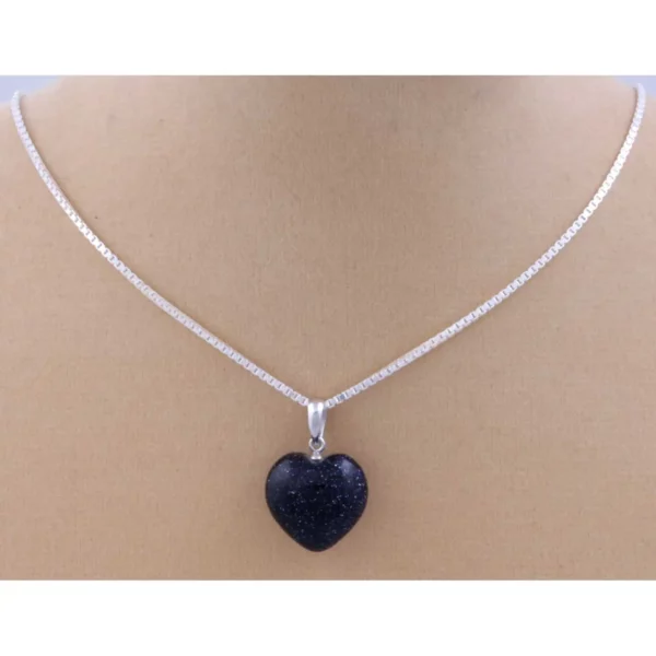 Blue Goldstone Heart Pendant by Anniversary Ideas