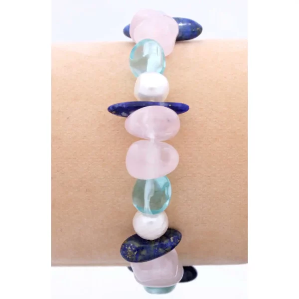 Pearl, Lapis Lazuli and Rose Quartz Bracelet - Image 2