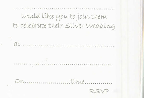 Silver 25th Anniversary Invitation Card by Jean Barrington - Image 4
