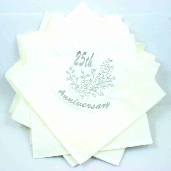 Silver 25th Anniversary Napkin by Jean Barrington