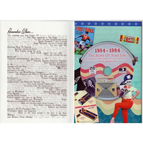 70th Platinum Wedding Anniversary or Birthday gifts ; News from 1954-1984 & Card - Image 2