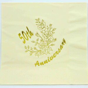 Golden 50th Anniversary Napkin (Cream) by Jean Barrington