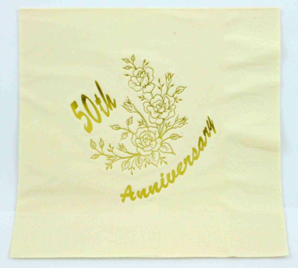 Golden 50th Anniversary Napkin (Cream) by Jean Barrington