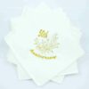 Golden 50th White Anniversary Napkin by Jean Barrington