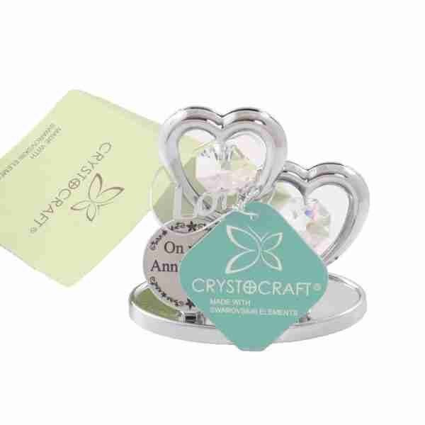 Crystocraft Chrome On Your Anniversary Love Heart Ornament - Image 2