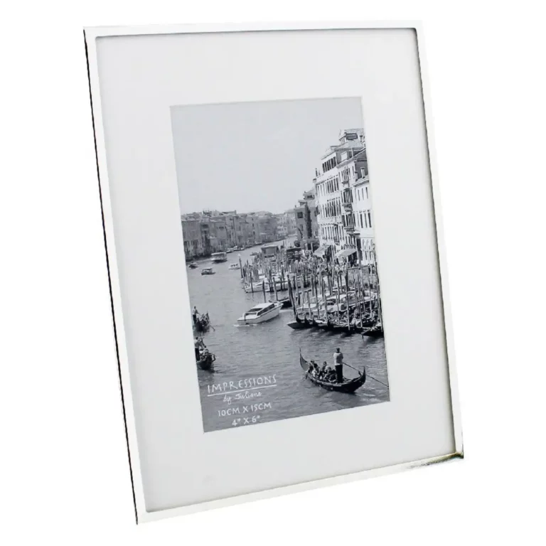 Impressions narrow silver-plated 4" x 6" photo-frame with white mount border