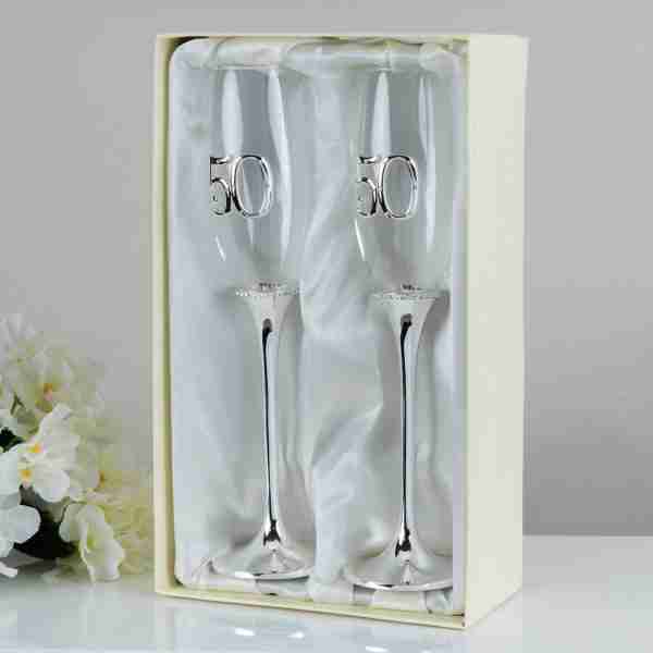 Celebrations 50th Wedding Anniversary Champagne Flutes Boxed Gift Set