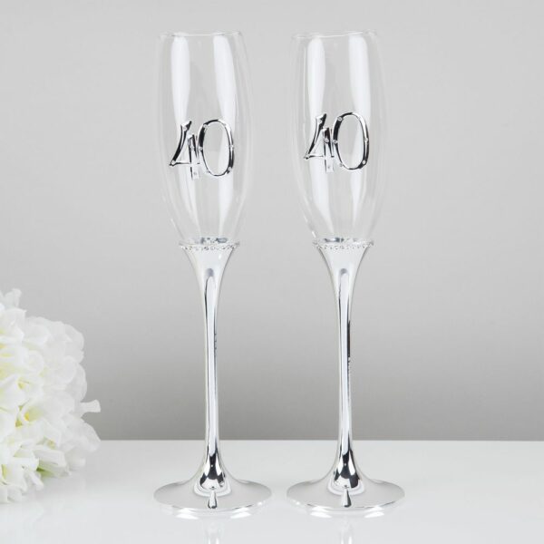 Celebrations 40th Wedding Anniversary Champagne Flutes Gift Set