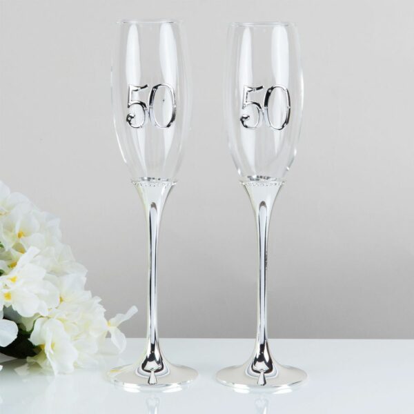 Celebrations 50th Wedding Anniversary Champagne Flutes Gift Set