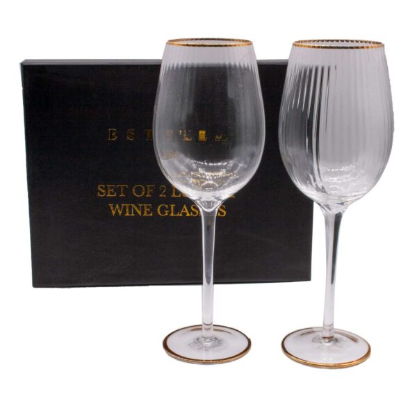 Gold Rimmed Wine Goblets - Estella from the Sophia Collection