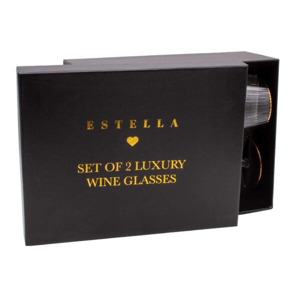 Gold Rimmed Wine Goblets - Estella from the Sophia Collection gift box