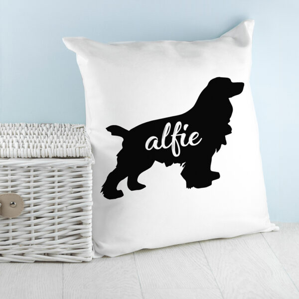 PERSONALISED COCKER SPANIEL SILHOUETTE CUSHION COVER