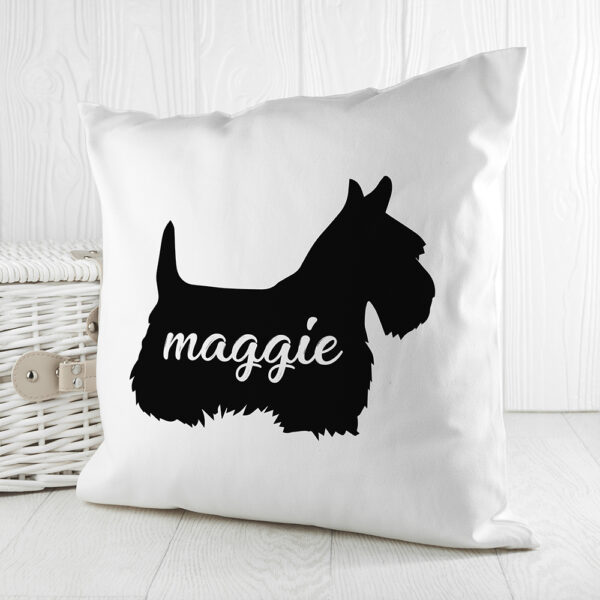 PERSONALISED SCOTTISH TERRIER SILHOUETTE CUSHION COVER