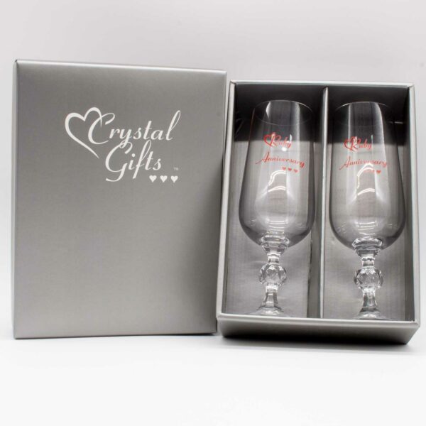 Ruby Anniversary Crystal Champagne Flutes - Image 2