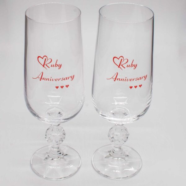 Ruby Anniversary Crystal Champagne Flutes - Image 3