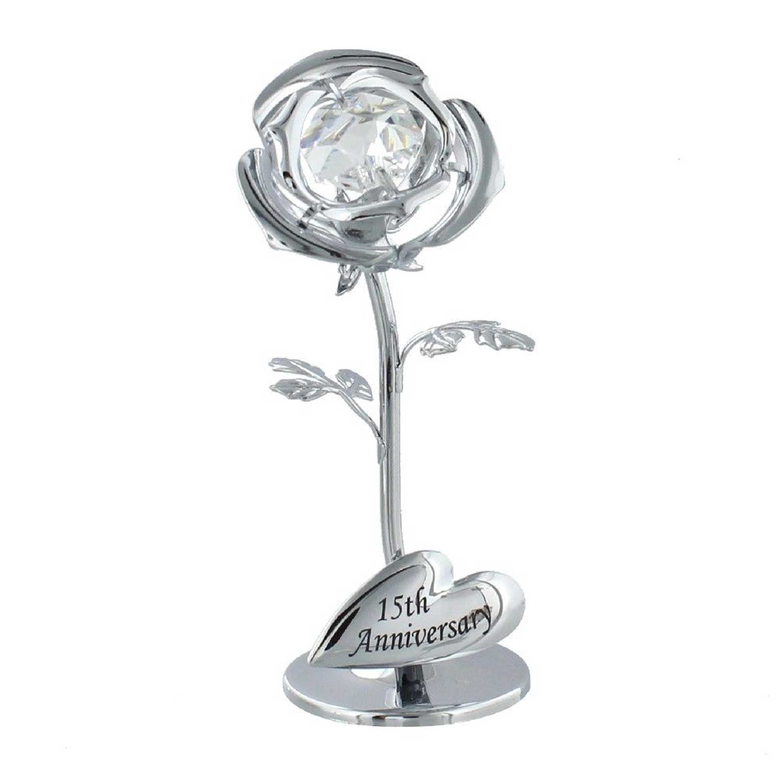 15th Anniversary Crystal Rose chrome Ornament by Crystocraft