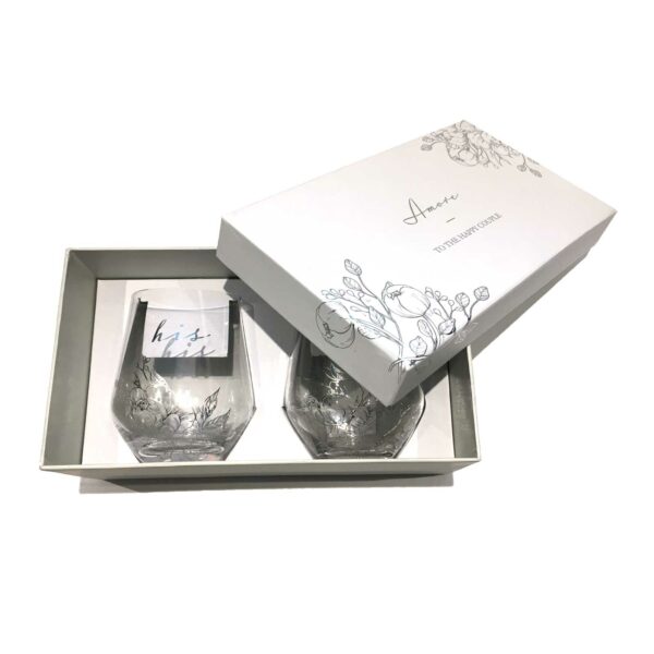 Amore By Juliana Luxury Stemless Wine Glasses Gift Set - His & Hers AM156 Boxed