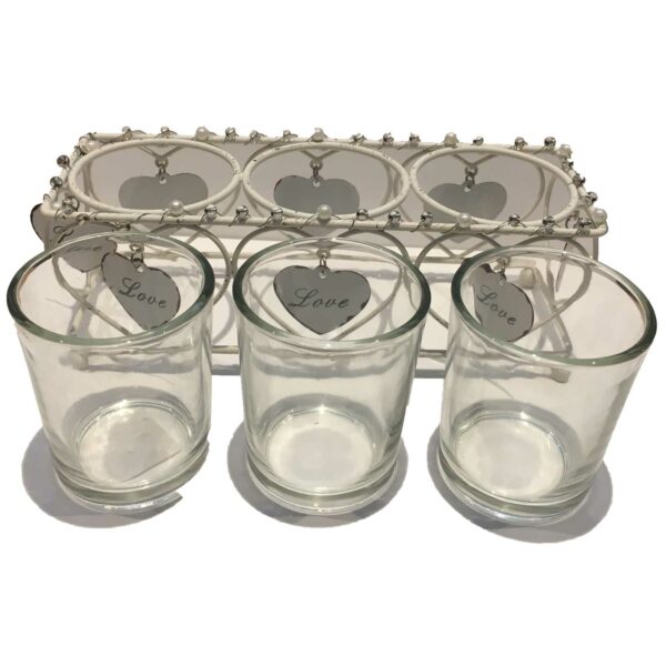 Celebrations Love Story Collection - set of 3 tealight holders in wire cage with holders out