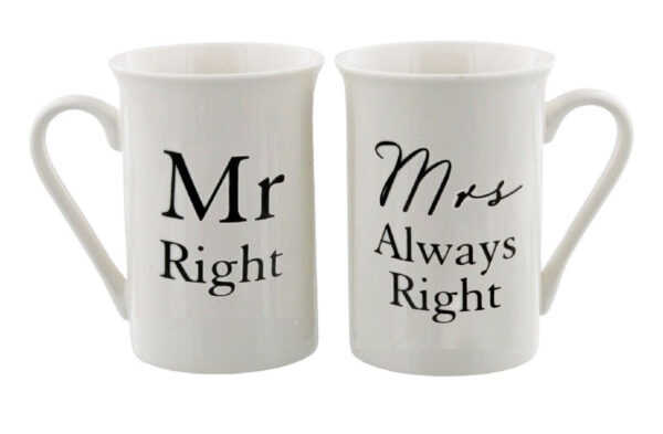 Mr Right & Mrs Always Right China Mugs Gift Set