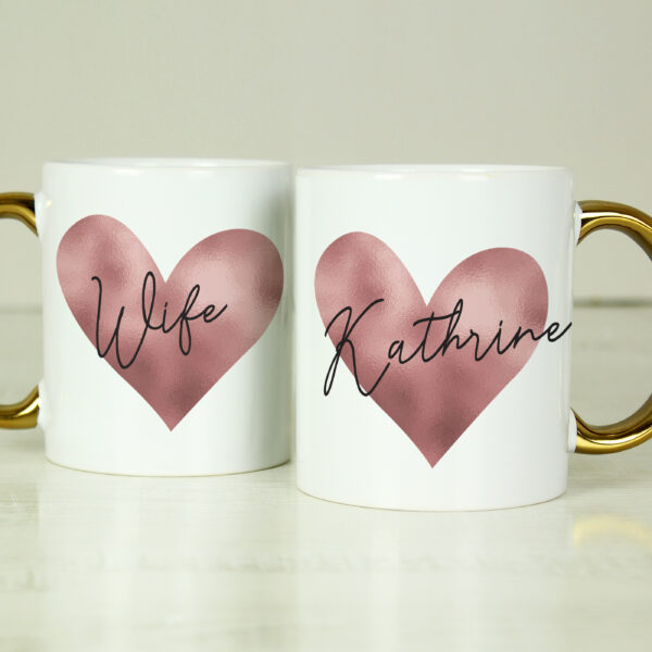 Rose Gold Heart Handled Mug - Image 4