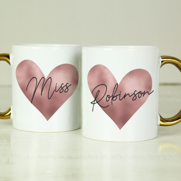 Rose Gold Heart Handled Mug - Image 3