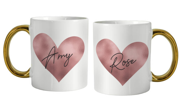 Rose Gold Heart Handled Mug - Image 2