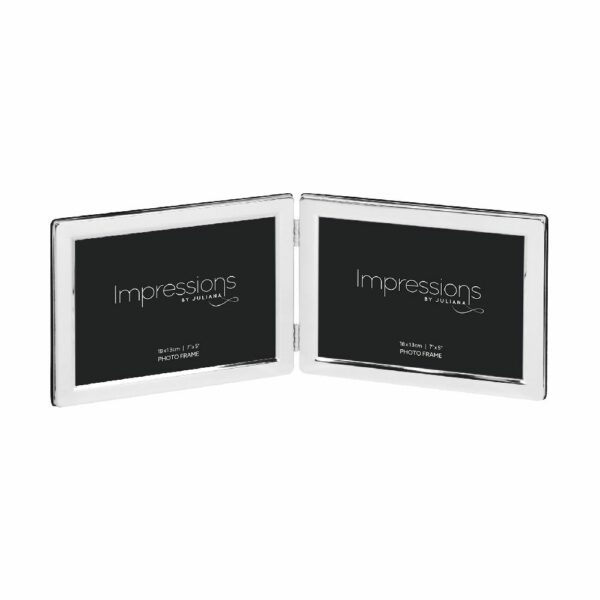 Impressions Silver plated Double 5" x 7" Landscape Photo Frame. 3498L