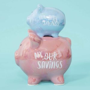 Celebrations Gifts Pennies and Dreams My/Our Savings Double China Piggy Bank.