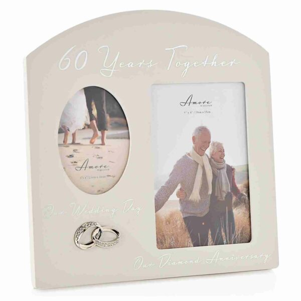 Amore Diamond 60th Anniversary Wedding Gifts Then & Now Photo Frame - 6"x 4"