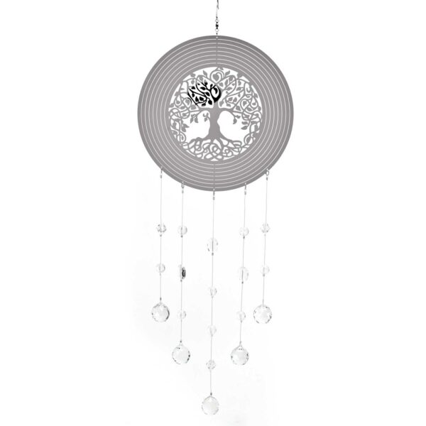 COUNTRY LIVING TREE OF LIFE METAL WIND SPINNER with Crystals