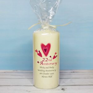 Red Hearts Wedding Anniversary Pillar Candle