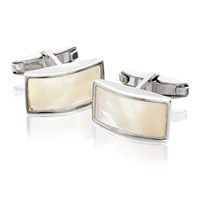 Sterling Silver Mother Of Pearl Rectangular Cufflinks