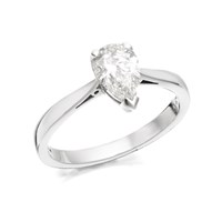 18ct White Gold 1 Carat Pear Cut Diamond Solitaire Ring - Certificated - D2370-Q