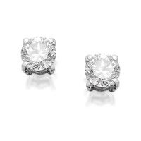18ct White Gold 1 Carat Diamond Solitaire Stud Earrings - Certificated