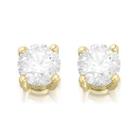 18ct Gold 1 Carat Diamond Solitaire Stud Earrings - Certificated - D4550