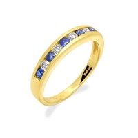 18ct Gold Diamond And Sapphire Half Eternity Ring