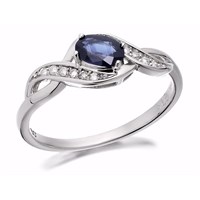 9ct White Gold Sapphire And Diamond Twist Ring