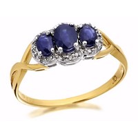 9ct Gold Sapphire And Diamond Cluster Ring