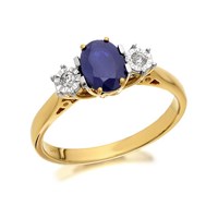 9ct Gold Sapphire And Diamond Trilogy Ring